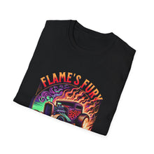 Load image into Gallery viewer, Unisex Flame's Fury Burnout King T-Shirt, Graphic Tee for Car Lovers, Great Gift for Birthdays &amp; Gatherings, Perfect for Auto Shows, [...]
