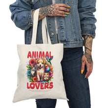 Load image into Gallery viewer, Animal Lovers Tote Bag - Eco-Friendly Canvas Bag for Pet Owners, Gift for Animal Lovers, Floral Design, Reusable Shopping Bag, Fun [...]
