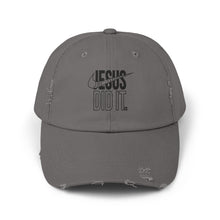 Load image into Gallery viewer, Unisex Distressed Cap - Jesus Did It Hat, Casual Fashion, Faith-Based Gift, Religious Accessory, Everyday Wear
