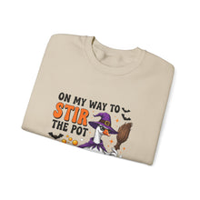 Load image into Gallery viewer, Halloween Unisex Sweatshirt - "On My Way to Stir the Pot" Funny Graphic Top, Cozy Fall Apparel, Gift for Witch Lovers, Halloween [...]
