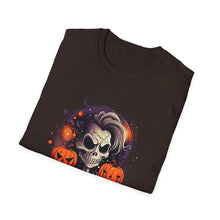 Load image into Gallery viewer, Halloween Rebel Skull Tee, Unisex T-Shirt, Softstyle Graphic Shirt, Halloween Costume, Fall Apparel, Gift for Him/Her
