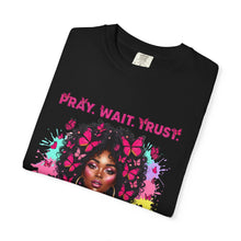 Load image into Gallery viewer, Pray Wait Trust T-Shirt, Inspirational Tee, Faith Shirt, Unique Gift, Spiritual Apparel, God Has a Plan Top
