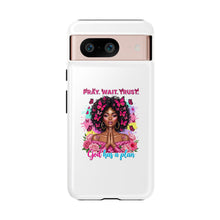 Load image into Gallery viewer, Inspirational Phone Case, Pray Wait Trust God Has a Plan, Spiritual Gift, Motivational Decor, Faith-Based Accessory
