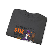 Load image into Gallery viewer, Halloween Unisex Sweatshirt - "On My Way to Stir the Pot" Funny Graphic Top, Cozy Fall Apparel, Gift for Witch Lovers, Halloween [...]
