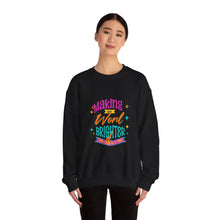 Load image into Gallery viewer, Brightening the World Crewneck Sweatshirt, Cozy Unisex Pullover, Perfect Gift for Friends, Inspirational Apparel for Every Occasion, [...]
