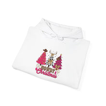 Load image into Gallery viewer, Festive Christmas Hoodie with Trees and Reindeer, Cozy Holiday Sweatshirt, Winter Gift, Christmas Apparel, Unisex Sweatshirt
