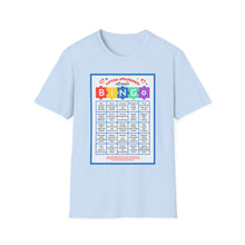 Load image into Gallery viewer, Autism Awareness Bingo T-Shirt, Unisex Softstyle Tee for Fundraising Events, Family Gatherings, Awareness Month, Gift for Supporters
