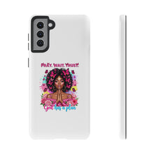 Load image into Gallery viewer, Inspirational Phone Case, Pray Wait Trust God Has a Plan, Spiritual Gift, Motivational Decor, Faith-Based Accessory
