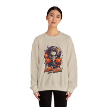 Load image into Gallery viewer, Rebel with a Cause Crewneck Sweatshirt | Halloween Sweatshirt, Unisex Fall Apparel, Cozy Casual Wear, Spooky Season Clothing, Gothic Style
