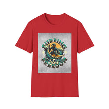 Load image into Gallery viewer, Surfing for Freedom Unisex Softstyle T-Shirt | Summer Vibe, Beachwear, Gift for Surfers, Casual Tee, Adventure Apparel
