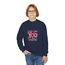 Load image into Gallery viewer, Kids Crewneck Sweatshirt - Little Miss Smarty Design, Perfect Gift for Students, Birthday, Back to School, Cute &amp; Cozy
