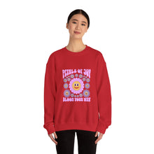 Load image into Gallery viewer, Petals of Joy Crewneck Sweatshirt, Happy Vibes Apparel, Gift for Friends, Spring Casual Wear, Youthful Style
