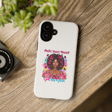Load image into Gallery viewer, Inspirational Phone Case, Pray Wait Trust God Has a Plan, Spiritual Gift, Motivational Decor, Faith-Based Accessory
