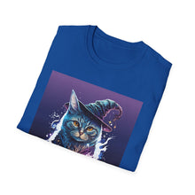 Load image into Gallery viewer, Magical Cat T-Shirt, Unisex Softstyle Tee, Halloween Costume Shirt, Wizard Cat Apparel, Gift for Cat Lovers, Witch Kitty Tee
