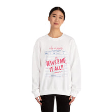 Load image into Gallery viewer, Faith-Inspired Crewneck Sweatshirt, Cozy Church Wear, Christian Apparel, Gift for Believers, Jesus Paid It All

