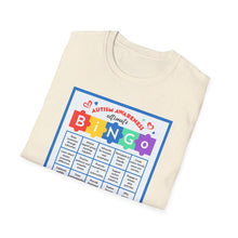 Load image into Gallery viewer, Autism Awareness Bingo T-Shirt, Unisex Softstyle Tee for Fundraising Events, Family Gatherings, Awareness Month, Gift for Supporters
