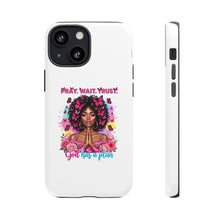 Load image into Gallery viewer, Inspirational Phone Case, Pray Wait Trust God Has a Plan, Spiritual Gift, Motivational Decor, Faith-Based Accessory
