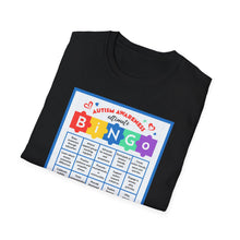Load image into Gallery viewer, Autism Awareness Bingo T-Shirt, Unisex Softstyle Tee for Fundraising Events, Family Gatherings, Awareness Month, Gift for Supporters
