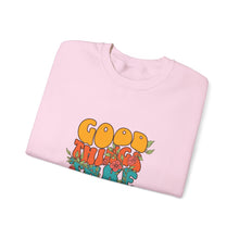 Load image into Gallery viewer, Good Vibes Sweatshirt, Cozy Crewneck with Positive Message, Perfect Gift for Friends, Casual Wear, Autumn Fashion, Unisex Clothing

