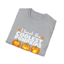 Load image into Gallery viewer, Halloween Pumpkin Graphic Tee, Unisex Softstyle T-Shirt, Fall Fashion, Halloween Party Shirt, Pumpkin Carving, Spooky Season Clothing
