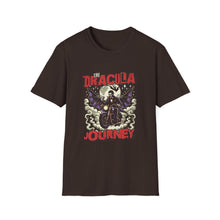 Load image into Gallery viewer, Dracula Journey Unisex T-Shirt, Halloween Apparel, Horror Fan Gift, Graphic Tee, Retro Vibes Shirt
