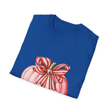 Load image into Gallery viewer, Cute Pumpkin Bow Unisex T-Shirt, Fall Fashion Tee, Halloween Gift, Thanksgiving Apparel, Cozy Autumn Vibes
