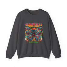 Load image into Gallery viewer, Groovy Butterfly Sweatshirt | Unisex Heavy Blend Crewneck, Retro Fashion, Gift for Nature Lovers, Cozy Layer, Spring Style
