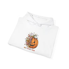 Load image into Gallery viewer, Halloween Pumpkin Floral Hoodie, Cozy Unisex Sweatshirt for Fall, Spooky Season Apparel, Perfect for Halloween Parties, Autumn Gift

