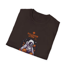 Load image into Gallery viewer, Halloween Astronaut Graphic T-Shirt, Unisex Halloween Tee, Trick or Treat Shirt, Space-Themed Apparel, Fun Casual Wear
