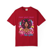 Load image into Gallery viewer, Pray Wait Trust T-Shirt, Inspirational Tee, Faith Shirt, Unique Gift, Spiritual Apparel, God Has a Plan Top
