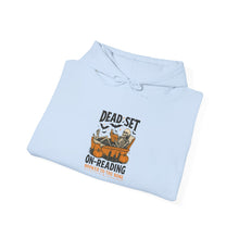Load image into Gallery viewer, Cozy Reading Sweatshirt, Perfect for Book Lovers, Great Gift for Readers, Library Style Hooded Sweatshirt, Dead Set on Reading [...]
