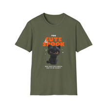 Load image into Gallery viewer, Cute Spook Cat T-Shirt, Halloween Tee, Unisex Softstyle Shirt, Funny Black Cat Shirt, Fall Fashion, Gift for Cat Lovers
