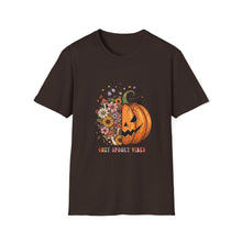 Load image into Gallery viewer, Cozy Spooky Vibes Unisex T-Shirt, Halloween Tee, Fall Apparel, Pumpkin Shirt, Casual Halloween Wear, Gift for Friends
