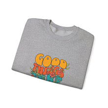 Load image into Gallery viewer, Good Vibes Sweatshirt, Cozy Crewneck with Positive Message, Perfect Gift for Friends, Casual Wear, Autumn Fashion, Unisex Clothing
