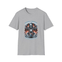 Load image into Gallery viewer, Gothic Motorcycle Tee, Unisex Softstyle T-Shirt for Bikers, Perfect Gift for Riders, Festival Wear, Casual Street Style, Skull Design
