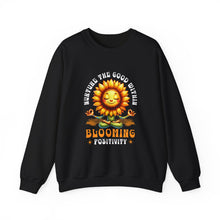 Load image into Gallery viewer, Blooming Sunflower Sweatshirt, Positive Vibes Crewneck, Gift for Garden Lovers, Cozy Spring Apparel, Unisex Flower Design
