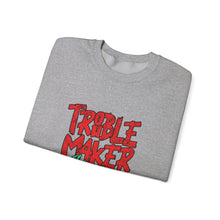 Load image into Gallery viewer, Troublemaker Crewneck Sweatshirt | Comfortable Casual Wear, Fun Gift, Holiday Sweatshirt, Unique Fashion, Day One Wear
