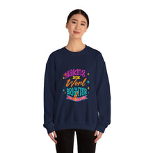 Load image into Gallery viewer, Brightening the World Crewneck Sweatshirt, Cozy Unisex Pullover, Perfect Gift for Friends, Inspirational Apparel for Every Occasion, [...]
