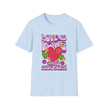 Load image into Gallery viewer, Pride Month T-Shirt, Love Is Love Graphic Tee, Unisex LGBTQ+ Apparel, Softstyle Pride Shirt, Inclusive Fashion, Celebratory Gift
