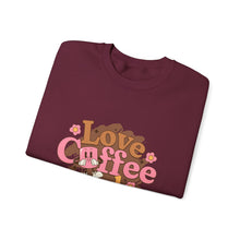Load image into Gallery viewer, Love Coffee and Dogs Crewneck Sweatshirt, Cozy Gift for Dog Lovers, Perfect for Fall/Winter, Pet Lovers Apparel, Casual Lounge Wear
