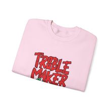 Load image into Gallery viewer, Troublemaker Crewneck Sweatshirt | Comfortable Casual Wear, Fun Gift, Holiday Sweatshirt, Unique Fashion, Day One Wear
