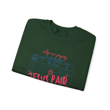 Load image into Gallery viewer, Faith-Inspired Crewneck Sweatshirt, Cozy Church Wear, Christian Apparel, Gift for Believers, Jesus Paid It All
