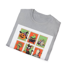 Load image into Gallery viewer, Halloween Themed T-Shirt, Unisex Softstyle Tee for Fall, Trick or Treat Shirt, Spooky Casual Wear, Halloween Party Apparel
