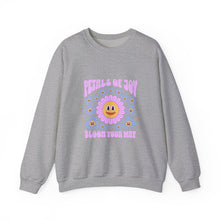 Load image into Gallery viewer, Petals of Joy Crewneck Sweatshirt, Happy Vibes Apparel, Gift for Friends, Spring Casual Wear, Youthful Style
