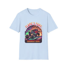 Load image into Gallery viewer, Unisex Flame's Fury Burnout King T-Shirt, Graphic Tee for Car Lovers, Great Gift for Birthdays &amp; Gatherings, Perfect for Auto Shows, [...]
