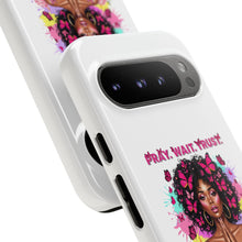 Load image into Gallery viewer, Inspirational Phone Case, Pray Wait Trust God Has a Plan, Spiritual Gift, Motivational Decor, Faith-Based Accessory
