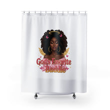 Load image into Gallery viewer, God's Favorite Baddie Shower Curtain | Stylish Bathroom Decor, Gift for Her, Afrocentric Home, Unique Shower Curtains, Trendy Bathroom [...]
