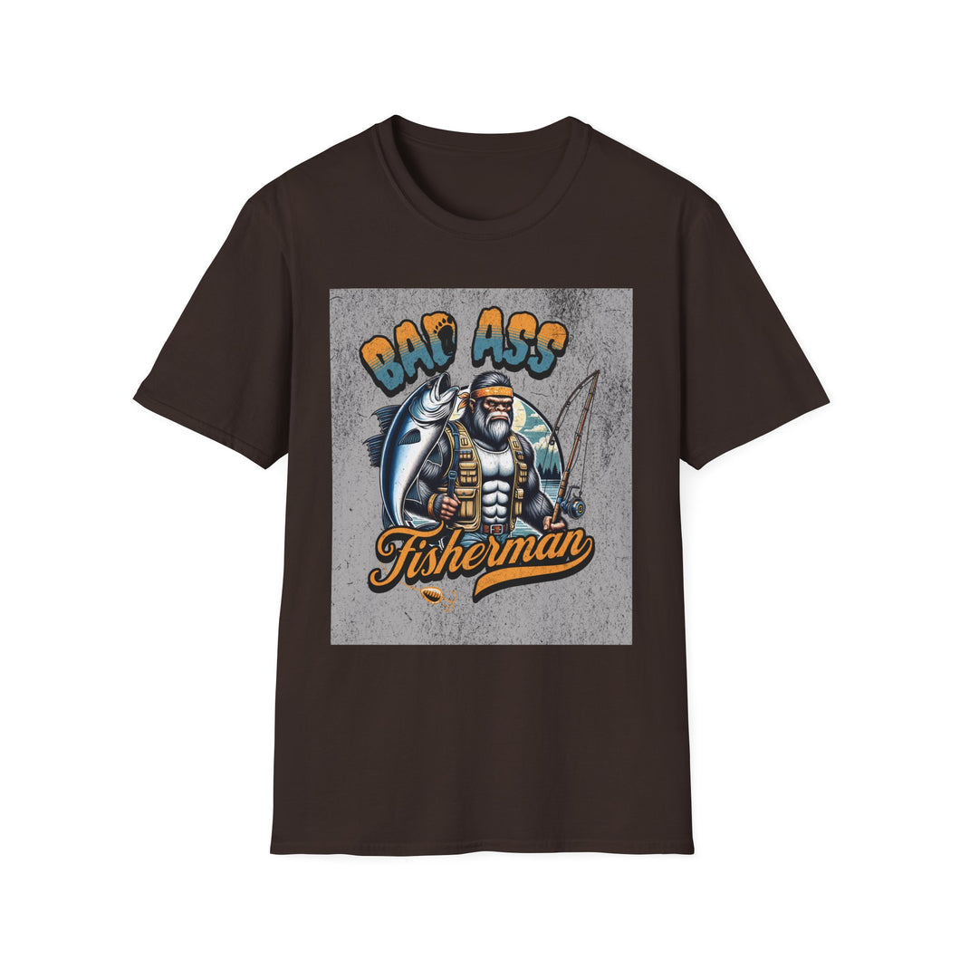 Bad Ass Fisherman Unisex T-Shirt, Fishing Gift, Casual Tee, Funny Shirt for Anglers, Outdoor Apparel, Best Fisherman Shirt