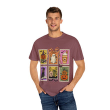 Load image into Gallery viewer, Halloween-Themed Unisex Garment-Dyed T-shirt, Spooky Fun Tee, Ghost, Pumpkin, Cat, Fall Apparel, Trick or Treat Shirt
