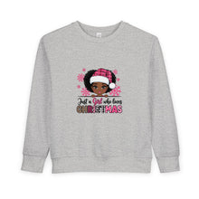 Load image into Gallery viewer, Christmas Toddler Sweatshirt, Festive Kids Apparel, Holiday Gift, Cute Girl Sweater, Winter Wear, Toddler Christmas Jumper, Christmas
